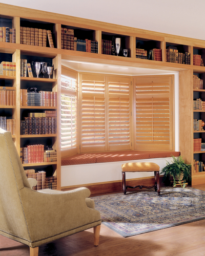 Heritance® Hardwood Shutters in the Bay Window