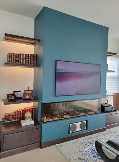 Custom Entertainment Center With Floating Fireplace in Surprise AZ